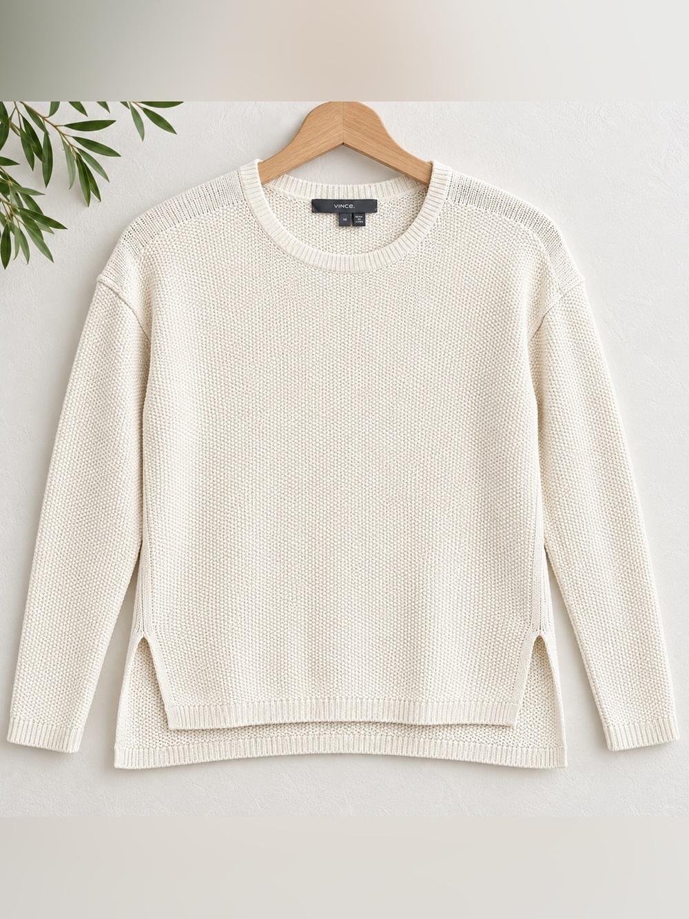 Vince Ivory Textured Knit Top M Quiet Luxury Après Ski